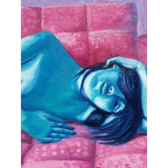 "Afterglow" Original Oil Painting on Cradled Wood Panel, Size 10" x 10" x 0.8" - Picture 5 of 6